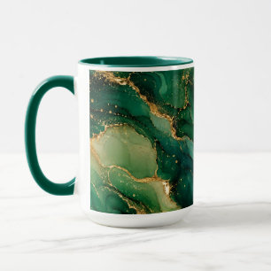 Gouden Smaragd Alcohol Ink Morgen Koffiemok Cadeau Mok
