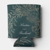 Gouden Smaragd Bloem Krans Smaragd Groene Bruiloft Blikjeskoeler (Achterkant)