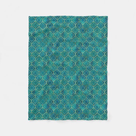 Gouden Smaragd Geometrie Fleece Deken (Voorkant)