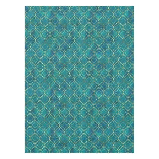Gouden Smaragd Geometrie Tafelkleed (Voorkant)