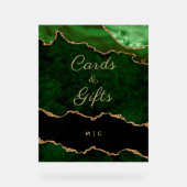 Gouden Smaragd Groene Agaat Trouwkaarten Cadeaus Acryl Bord (Voorkant)