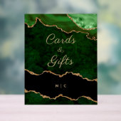 Gouden Smaragd Groene Agaat Trouwkaarten Cadeaus Acryl Bord (Neutraal)