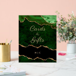 Gouden Smaragd Groene Agaat Trouwkaarten Cadeaus Acryl Bord