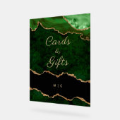 Gouden Smaragd Groene Agaat Trouwkaarten Cadeaus Acryl Bord (Hoek)