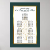 Gouden Smaragd Groene Winter Bruiloft Zitkaarten Poster (Voorkant)