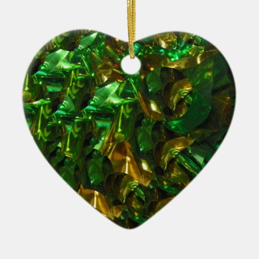 Gouden Smaragd Hart Sieraad Keramisch Ornament (Voorkant)