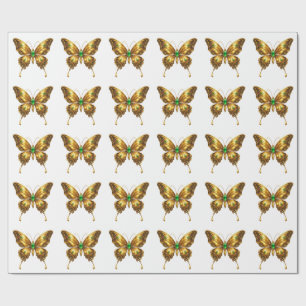 Gouden Smaragd Kristal Vlinder Cadeaupapier
