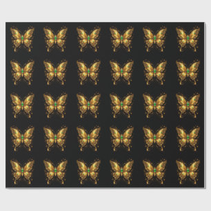 Gouden Smaragd Kristal Vlinder Cadeaupapier