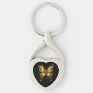 Gouden Smaragd Kristal Vlinder Sleutelhanger