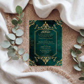 Gouden & Smaragden Ornament Vintage Islamitische T Kaart