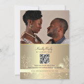 Gouden Smaragdgroene QR-code Trouwdag Kaart (Achterkant)