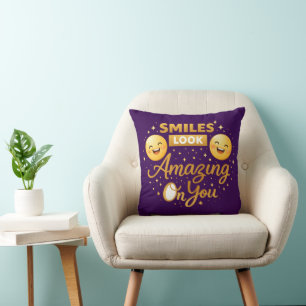 Gouden “Smiles Look Amazing On You” Worpkussen Kussen