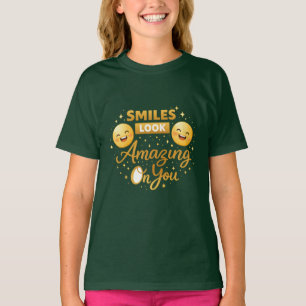 Gouden “Smiles zien er geweldig uit op jou” Meisje T-shirt