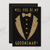 Gouden Smoking Wil Je Mijn Bruidsjonker Zijn Kaart (Voorkant / Achterkant)