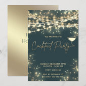 Gouden snaarlampen corporate Cocktail party Kaart (Voorkant / Achterkant)