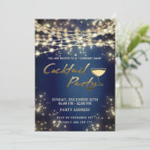 Gouden snaarlampen corporate Cocktail party Kaart (Staand voorkant)