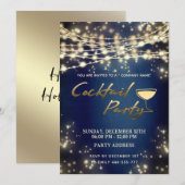 Gouden snaarlampen corporate Cocktail party Kaart (Voorkant / Achterkant)