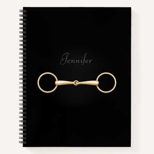 Gouden Snaffle Bit Elegant Gepersonaliseerd Paarde Notitieboek (Voorkant)