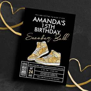 Gouden Sneaker Bal Verjaardagsuitnodiging Kaart