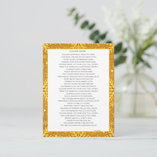Gouden Sneeuw Briefkaart (Staand voorkant)