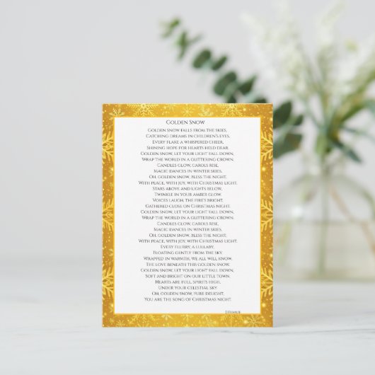 Gouden Sneeuw Briefkaart (Staand voorkant)