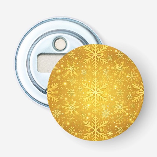 Gouden Sneeuw Button Flesopener (Voorkant)