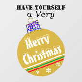 Gouden sneeuw Capped Ornament Groene rode strepen Raamsticker (Vel)