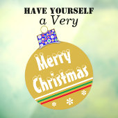 Gouden sneeuw Capped Ornament Groene rode strepen Raamsticker (Vel 3)