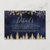 Gouden sneeuw dennen marine Kerstmis winter detail Informatiekaartje (Voorkant)