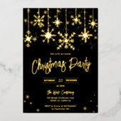 gouden sneeuw gala elegante kerstfeestdag folie uitnodiging (Voorkant)