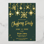 gouden sneeuw gala elegante kerstfeestdag folie uitnodiging (Voorkant)