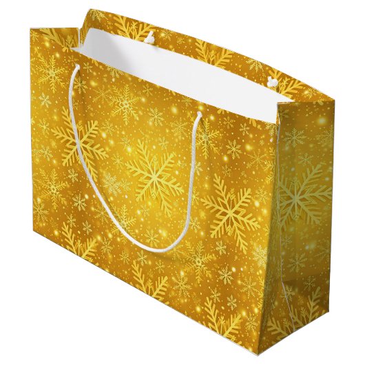Gouden Sneeuw Groot Cadeauzakje (Achterkant Gekanteld)