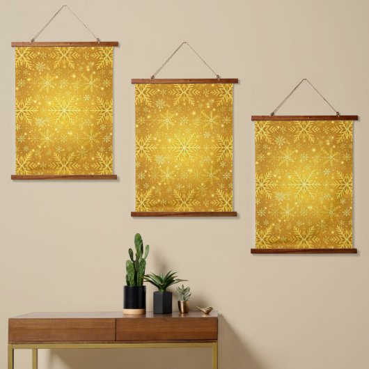 Gouden Sneeuw Hangend Wandkleed (Asymmetrisch)