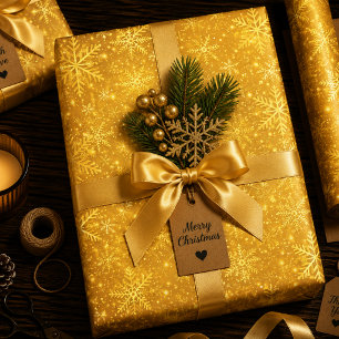Gouden Sneeuw Inpakpapier Vel