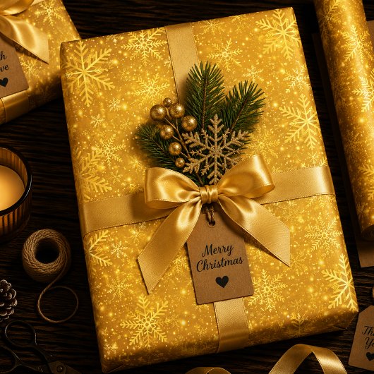 Gouden Sneeuw Inpakpapier Vel