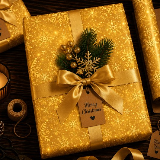 Gouden Sneeuw Inpakpapier Vel