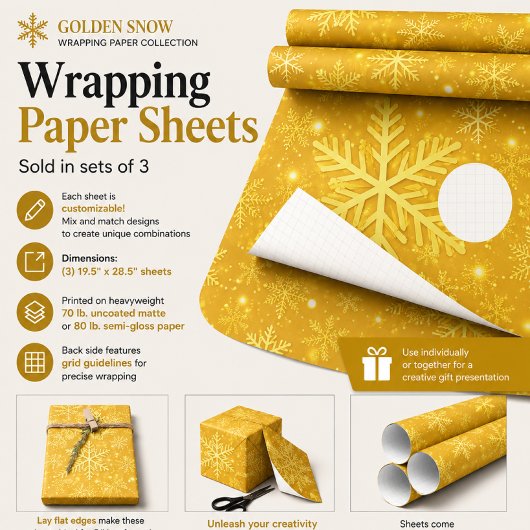 Gouden Sneeuw Inpakpapier Vel