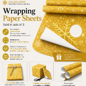 Gouden Sneeuw Inpakpapier Vel