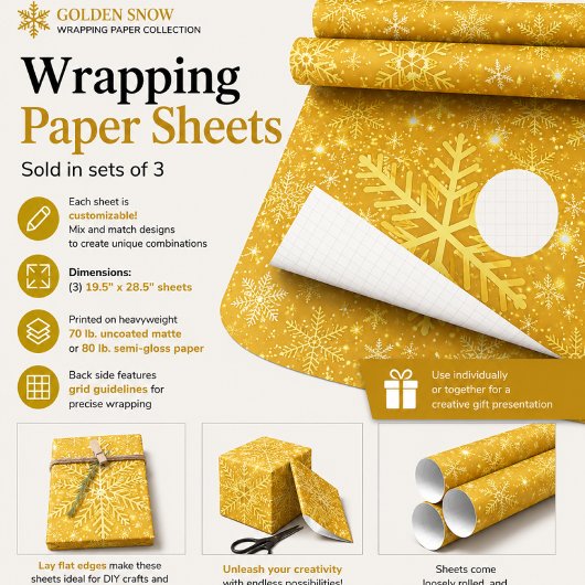 Gouden Sneeuw Inpakpapier Vel