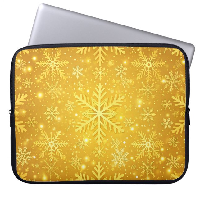 Gouden Sneeuw Laptop Sleeve (Voorkant)