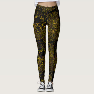 Gouden Sneeuw Leopard op zwarte Leggings