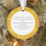 Gouden Sneeuw Ornament<br><div class="desc">Gouden Sneeuw voelt als winter, van binnenuit verlicht. De muziek zou zachtjes fonkelen, opgebouwd uit klokachtige tonen, zachte klokjes en warme, aanhoudende geluidslagen die meer gloeien dan kil zijn. Er zit een langzame, vallende beweging in het geluid, als sneeuwvlokken die door lamplicht dwarrelen, elk ervan warmte vangend voordat ze de...</div>