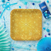 Gouden Sneeuw Papieren Bordje (Feest)