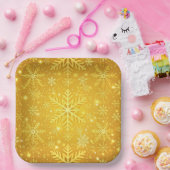 Gouden Sneeuw Papieren Bordje (Feest)