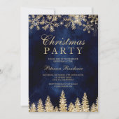 gouden sneeuw pijnboom marine blauw chique corpora kaart (Voorkant)