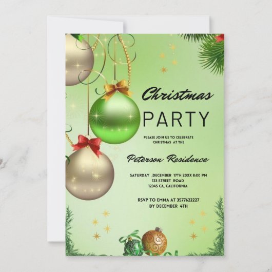 Gouden Sneeuw Pine Groene Kerstmis Kaart (Voorkant)