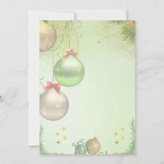 Gouden Sneeuw Pine Groene Kerstmis Kaart (Achterkant)