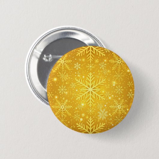 Gouden Sneeuw Ronde Button 5,7 Cm (Voorkant /achterkant)