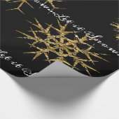 Gouden sneeuw schatten kerst nacht cadeaupapier (Hoek)