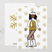 Gouden Sneeuwdanseres Feestdagenkaart (Voorkant / Achterkant)